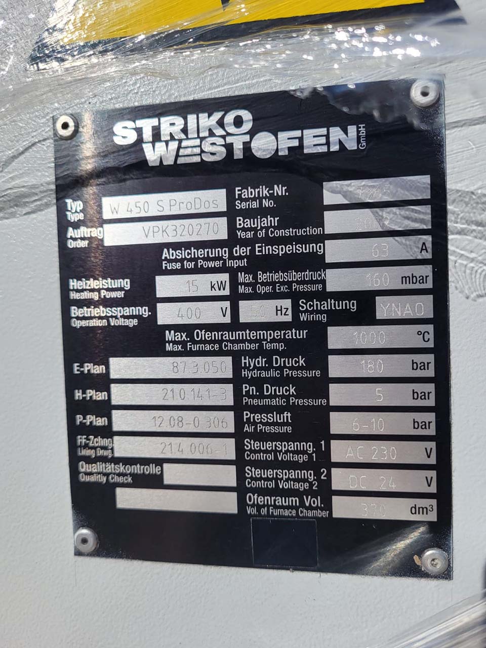 Forno doseador StrikoWestofen W 450 S ProDos DCP O1816, utilizado