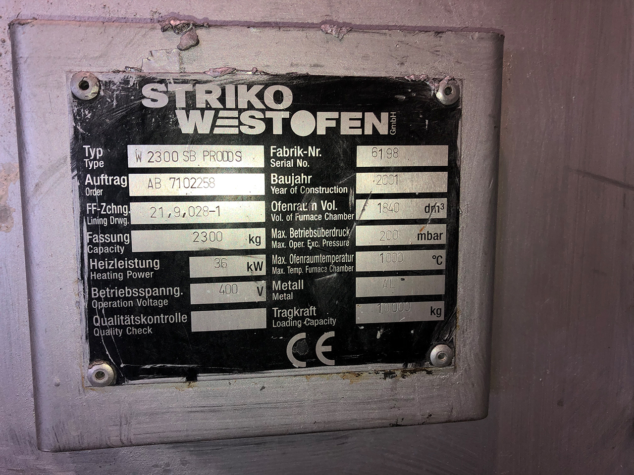 StrikoWestofen-W-2300-SB-ProDos-Dosing-Furnace-O1706-p8 Forno Dosador StrikoWestofen W 2300 SB ProDos O1706, utilizado
