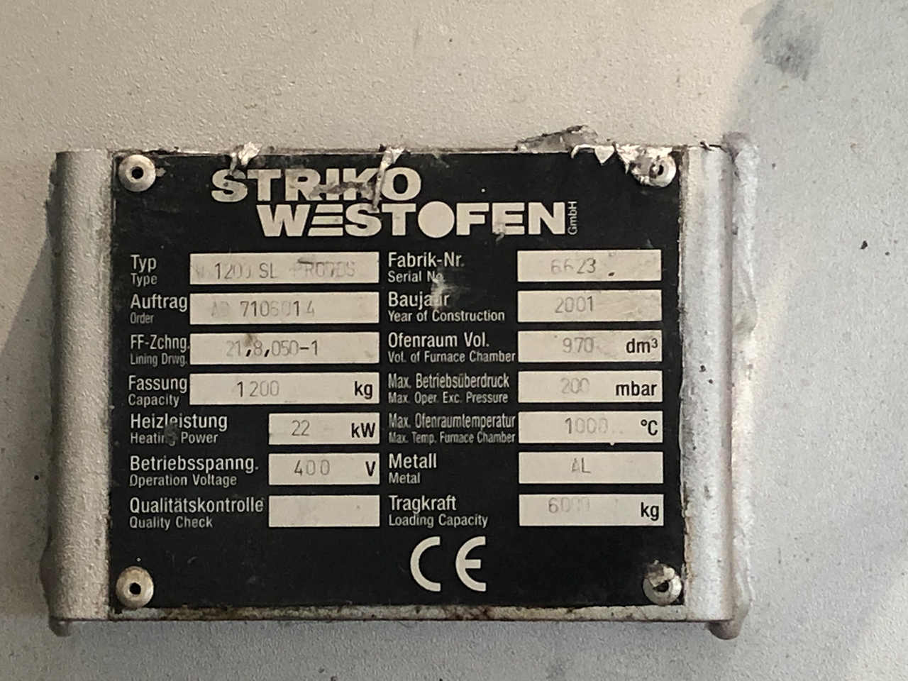 StrikoWestofen W 1200 SL ProDos DPC DPC Forno Dosador O1814, utilizado